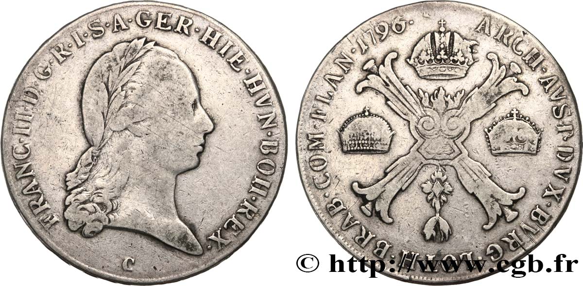 BELGIQUE - PAYS-BAS AUTRICHIENS 1 Kronenthaler François II 1796 Prague TB+ 