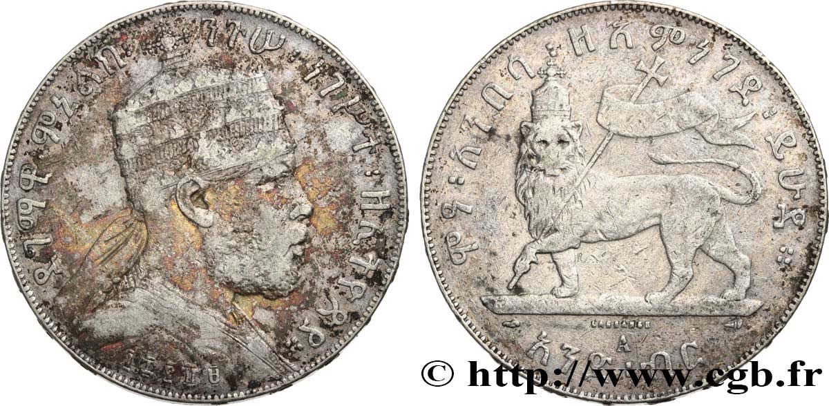 ETIOPIA 1 Birr Menelik II EE1889 1897 Paris BC 