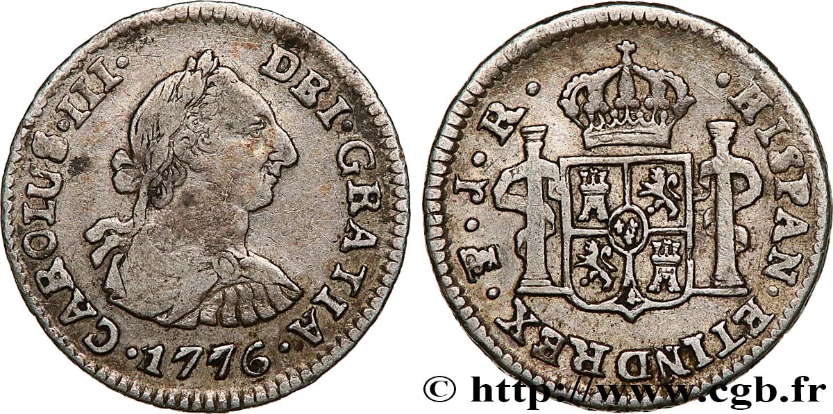BOLIVIA 1/2 Real Charles III 1776 Potosi BB 