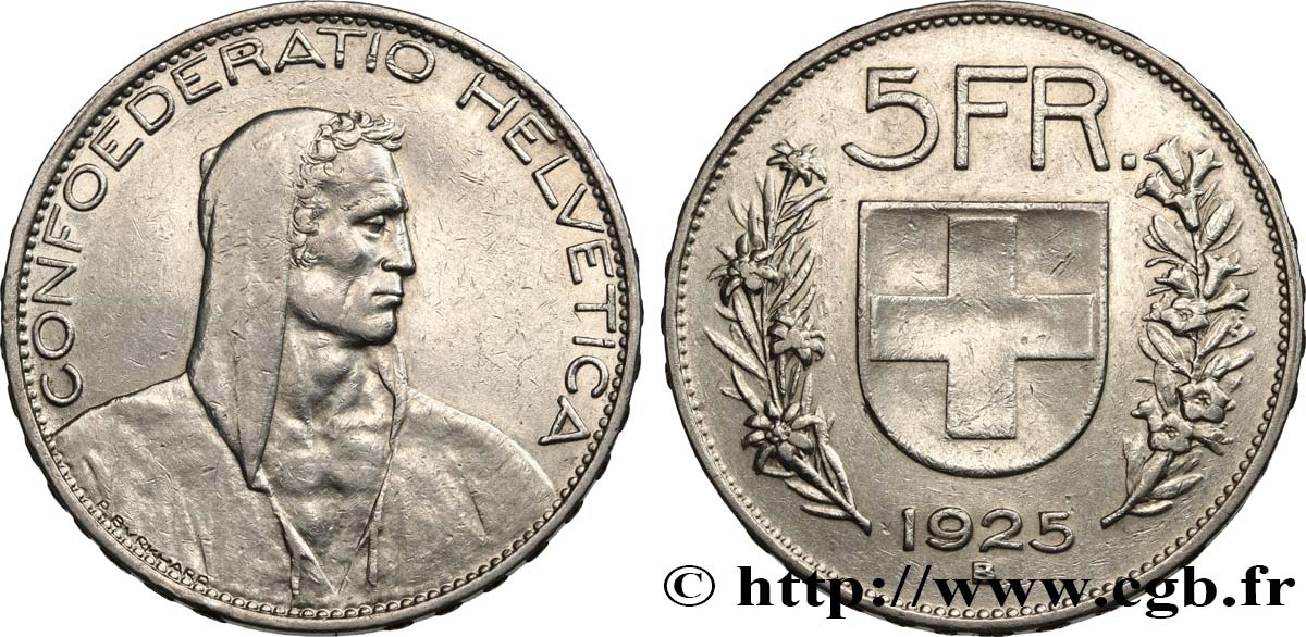 SUIZA 5 Francs berger 1925 Berne MBC+ 