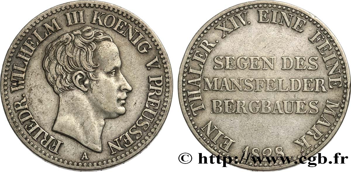 GERMANIA - PRUSSIA 1 Thaler Frédéric-Guillaume III 1828 Berlin BB 