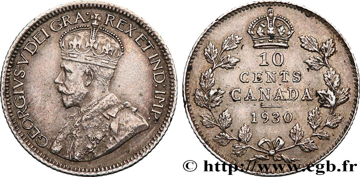 KANADA 10 Cents Georges V 1930  fVZ 