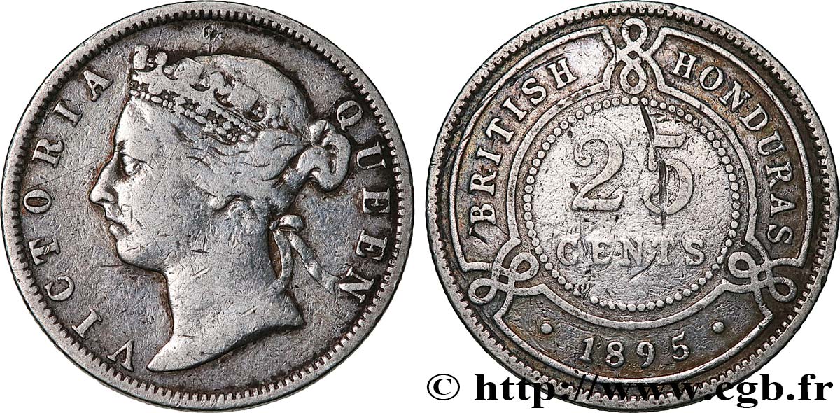 BRITISH HONDURAS 25 Cent Victoria 1895  BC+ 