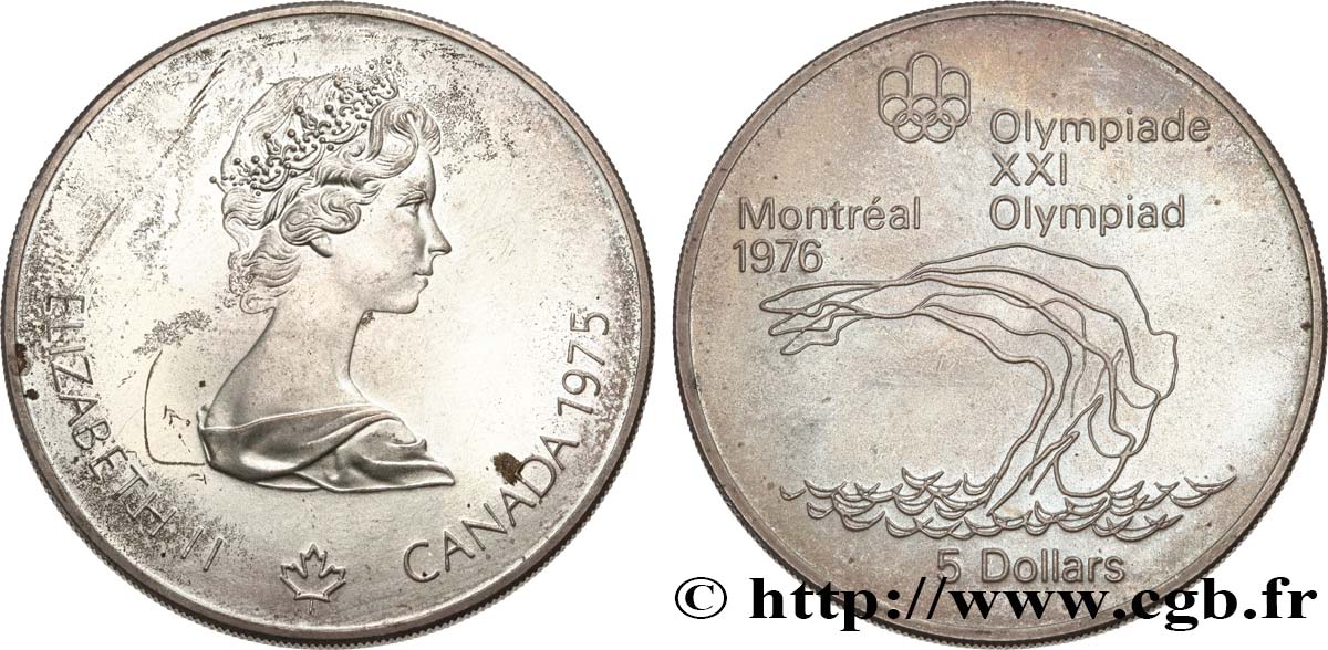CANADá
 5 Dollars JO Montréal 1976 plongeon 1975  SC 