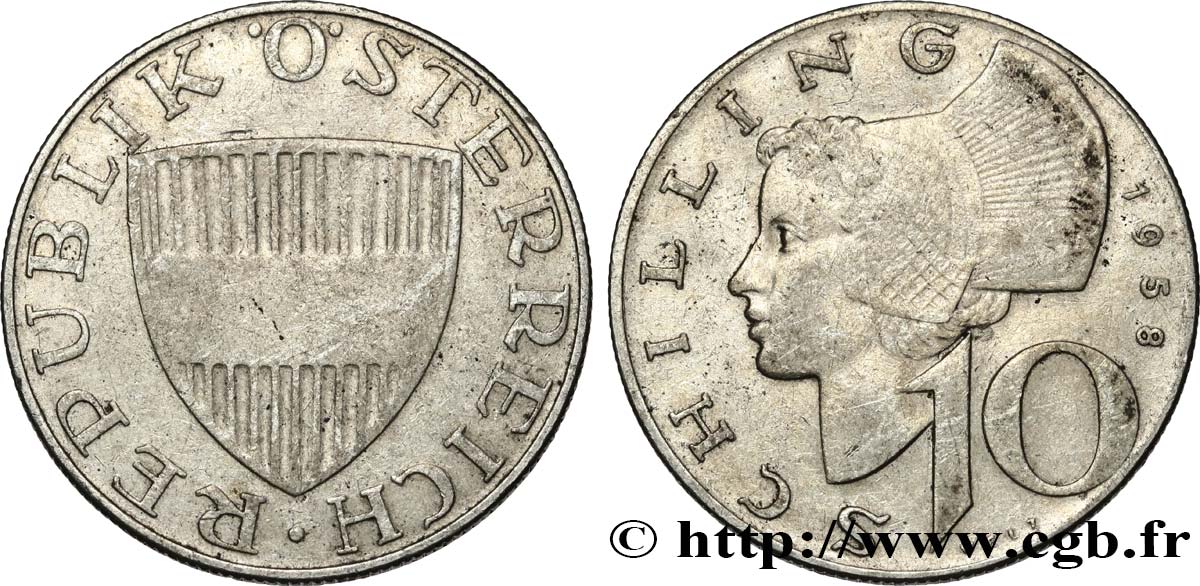 ÖSTERREICH 10 Schilling 1958  SS 