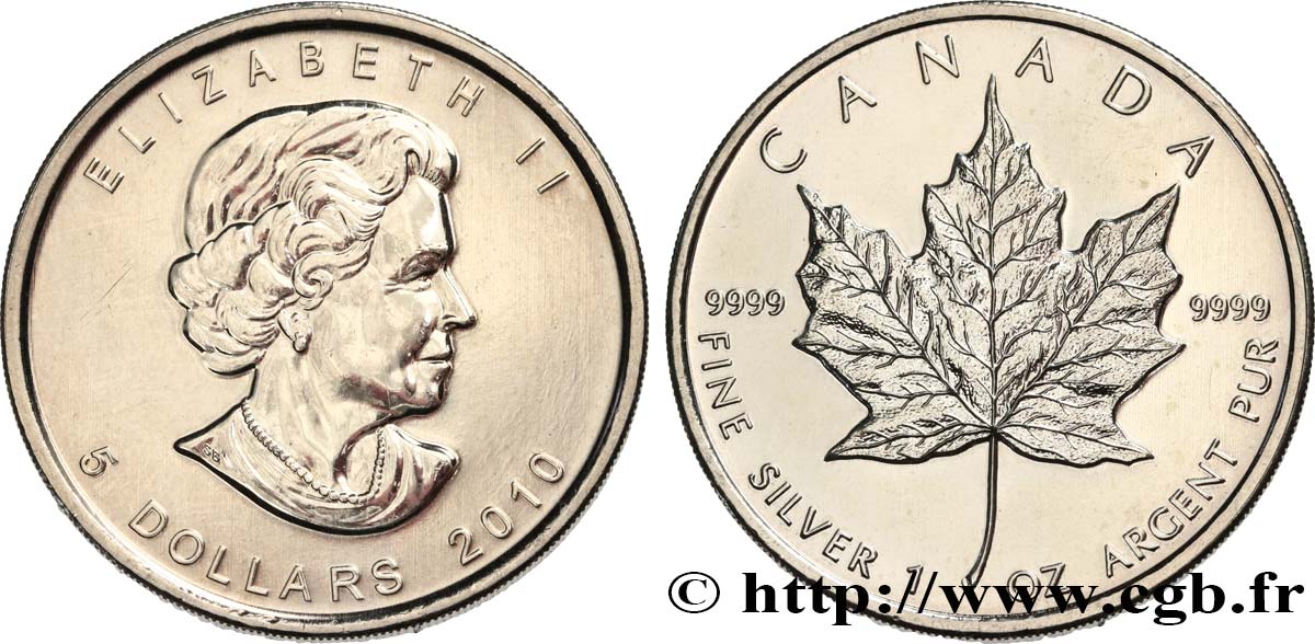 CANADA 5 Dollars (1 once) 2010  MS 