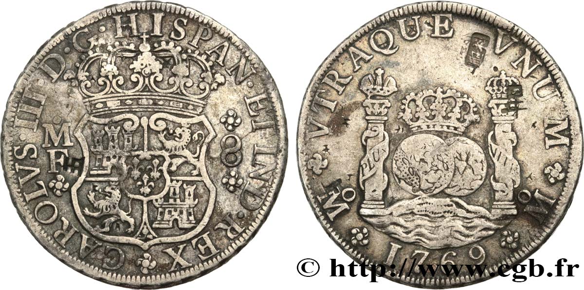 MEXICO - CHARLES III 8 Reales 1769 Mexico VF 