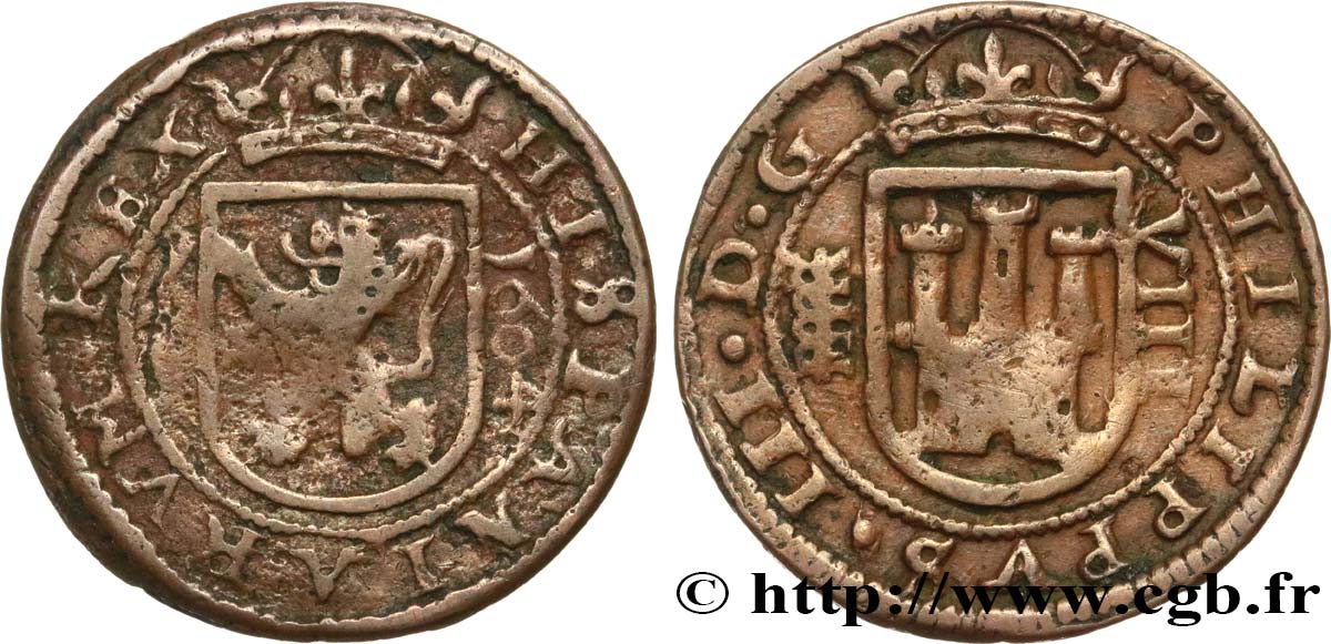 ESPAGNE - ROYAUME D ESPAGNE - PHILIPPE III 8 Maravedis 1604 Ségovie TTB/TB 