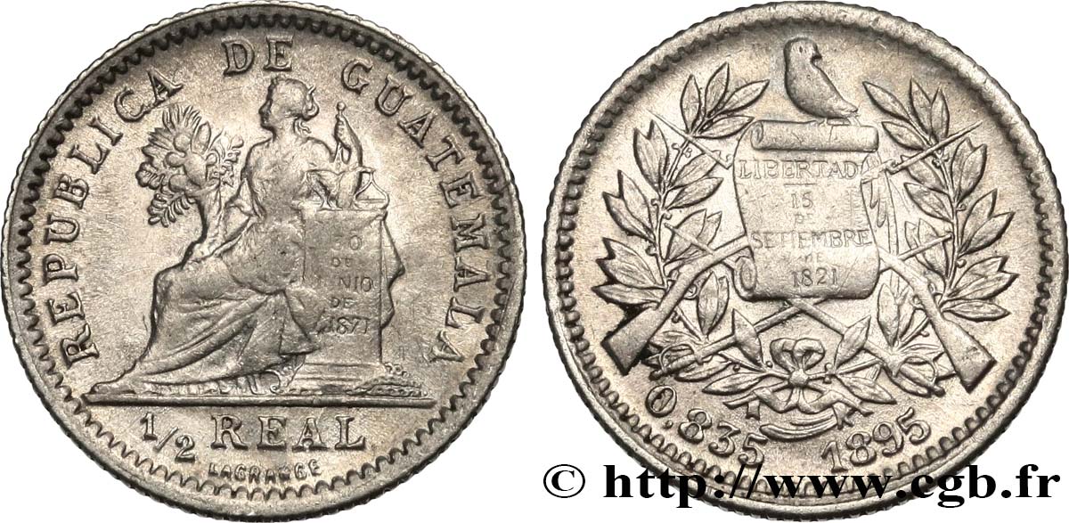 GUATEMALA 1/2 Real 1895  SUP 