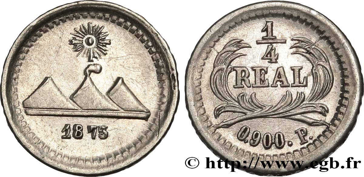 GUATEMALA 1/4 Real 1875  MS 