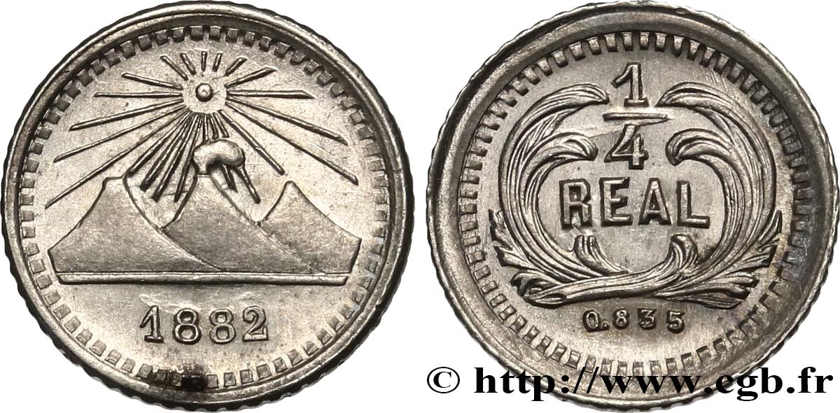 GUATEMALA 1/4 Real 1882  MS 