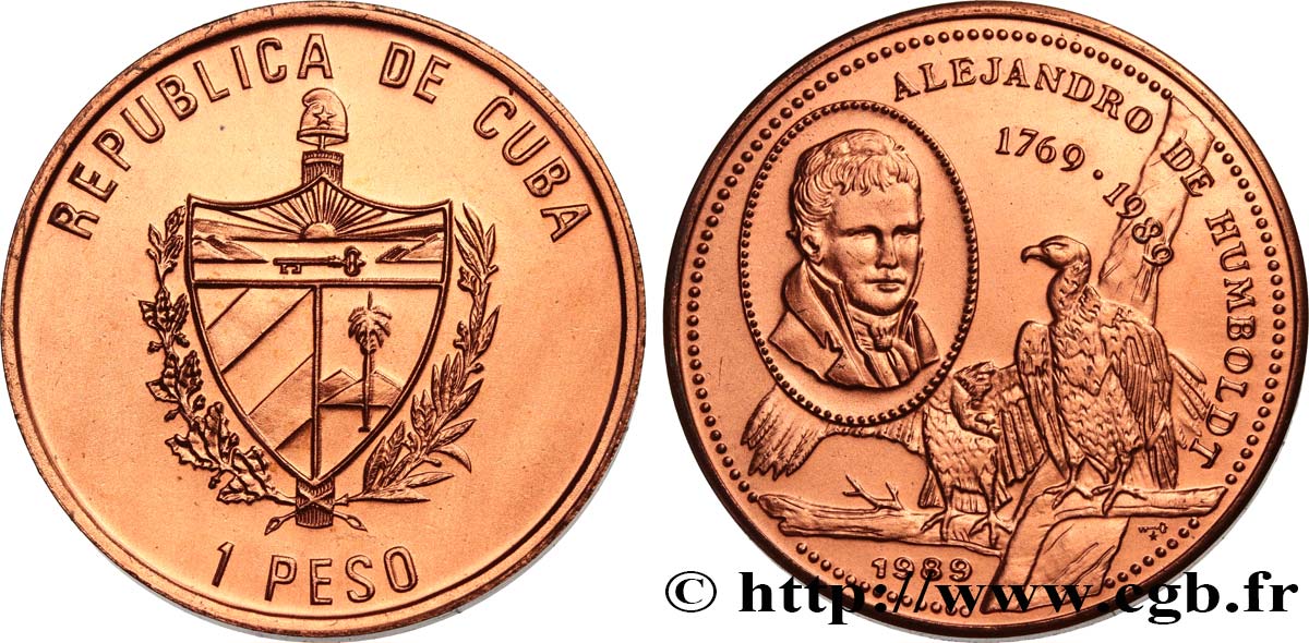 CUBA 1 Peso Alexander von Humboldt 1989  SC 