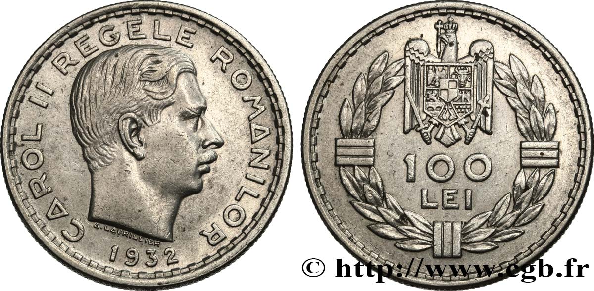 ROUMANIE 100 Lei Charles II 1932  TTB+ 