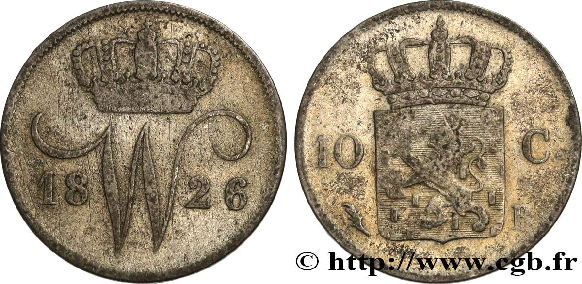 PAíSES BAJOS 10 Cents Guillaume Ier 1826 Utrecht MBC 