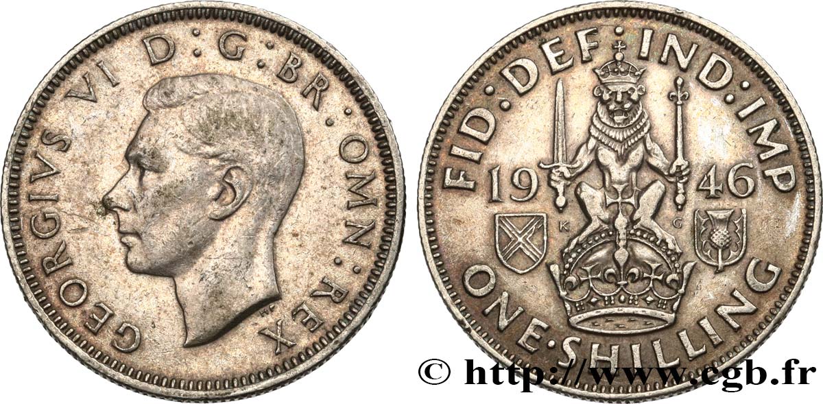 ROYAUME-UNI 1 Shilling Georges VI “England reverse” 1946  TTB+ 