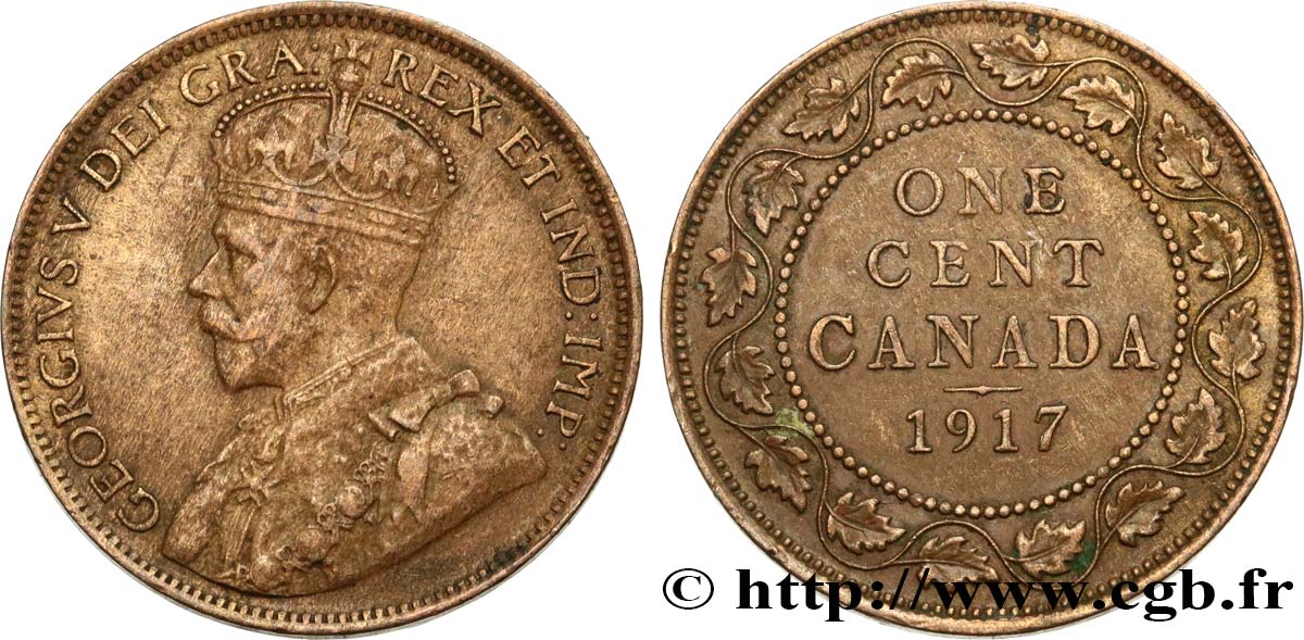 CANADA 1 Cent Georges V 1917  TTB+ 