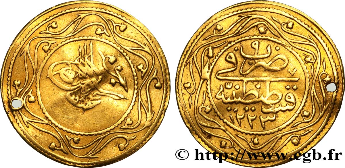 TURQUíA 2 Rumi altin Mahmud II AH 1223 an 9 1817 Constantinople BC+ 