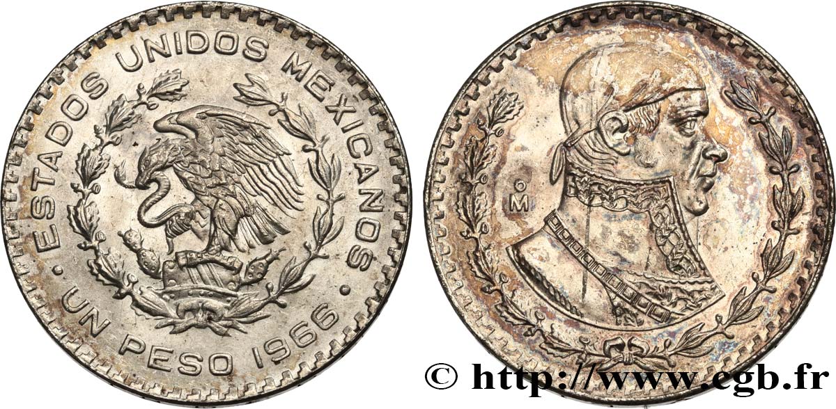 MEXIKO 1 Peso Jose Morelos y Pavon 1966 Mexico VZ 