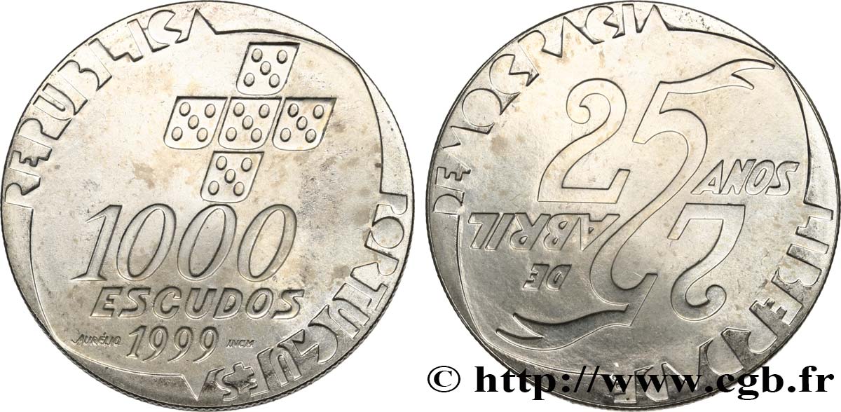 PORTUGAL 1000 Escudos 25e anniversaire du 25 Avril 1999  MS 