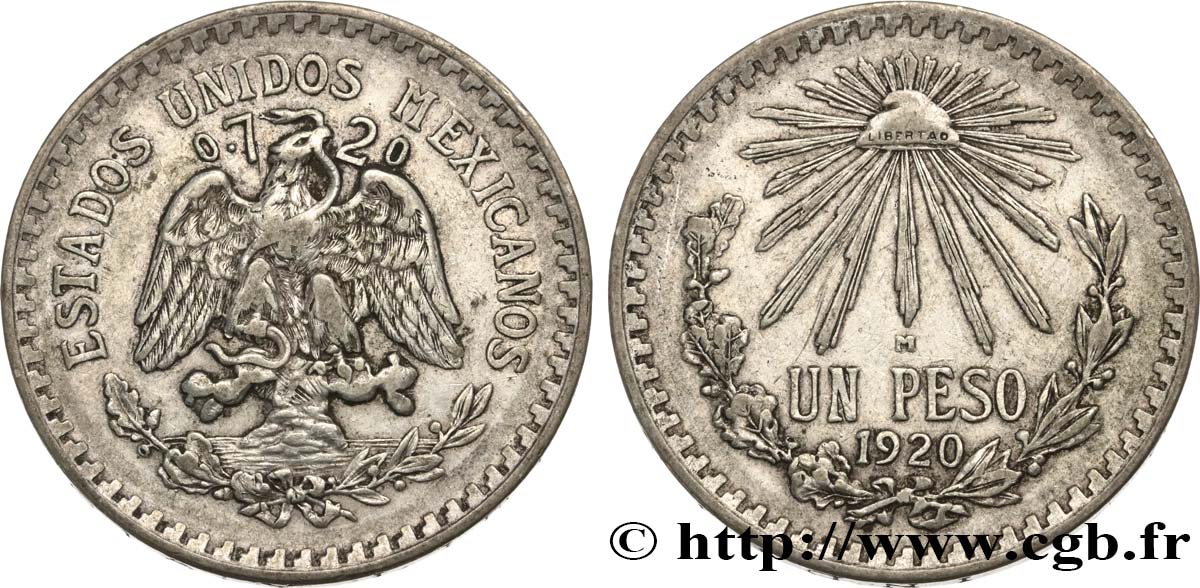MEXIQUE 1 Peso  1920 Mexico TTB 