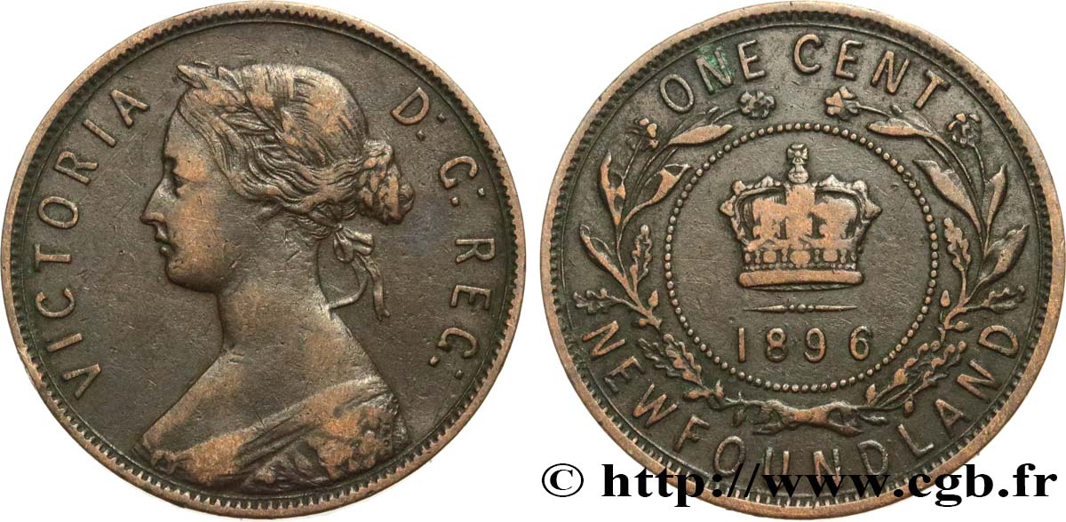 TERRE-NEUVE 1 Cent Victoria 1896  TTB 