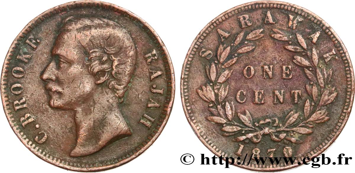 SARAWAK 1 Cent Sarawak Rajah J. Brooke 1870  q.BB 