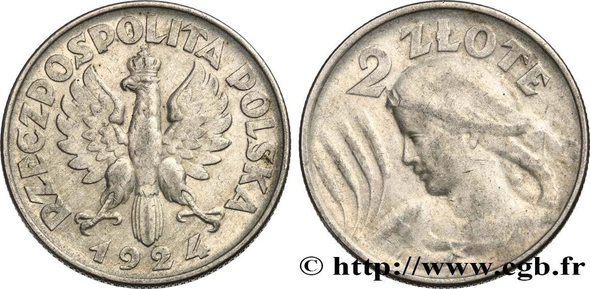 POLAND 2 Zlote 1924 Philadelphie XF 