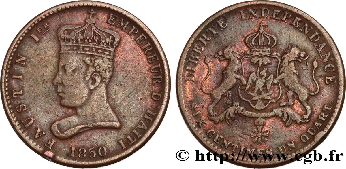 HAITI 6 Centimes 1/4 Empereur Faustin Ier 1850  VF 