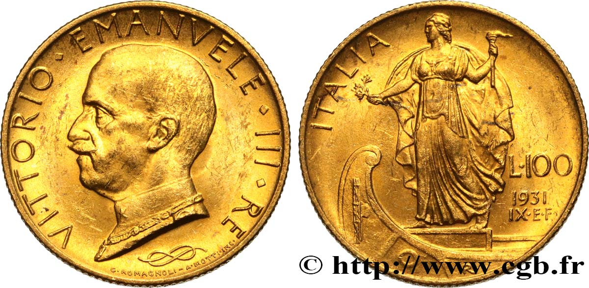 ITALIA 100 Lire, an IX 1931 Rome EBC+ 
