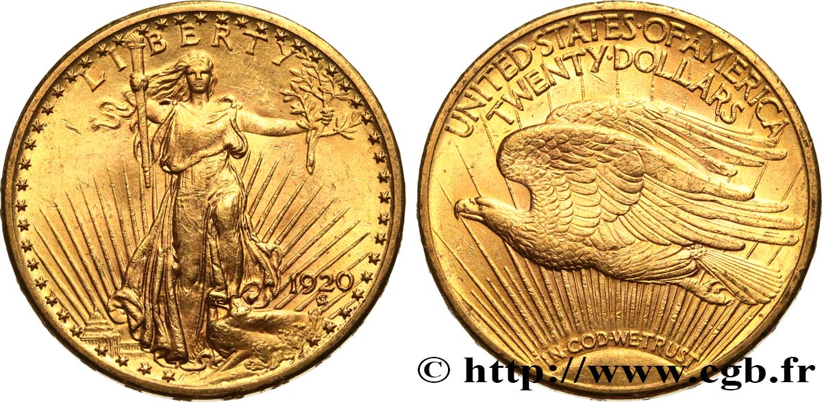 VEREINIGTE STAATEN VON AMERIKA 20 Dollars  Saint-Gaudens” 1920 Philadelphie VZ 