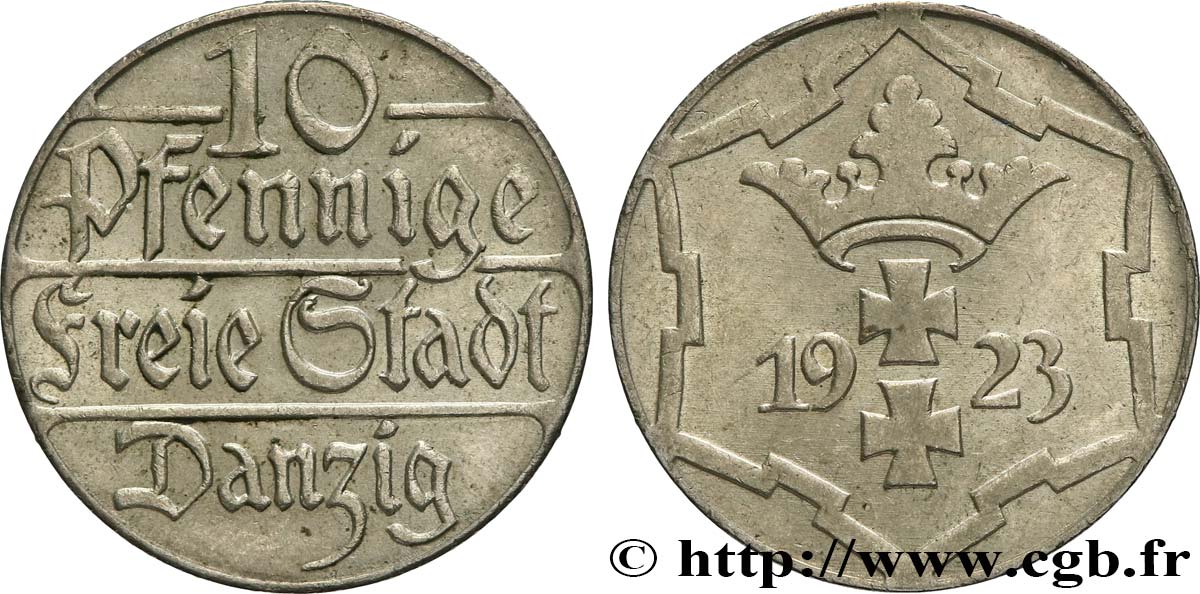DANZIG (CIUDAD LIBRE) 10 Pfennig 1923 Berlin EBC 