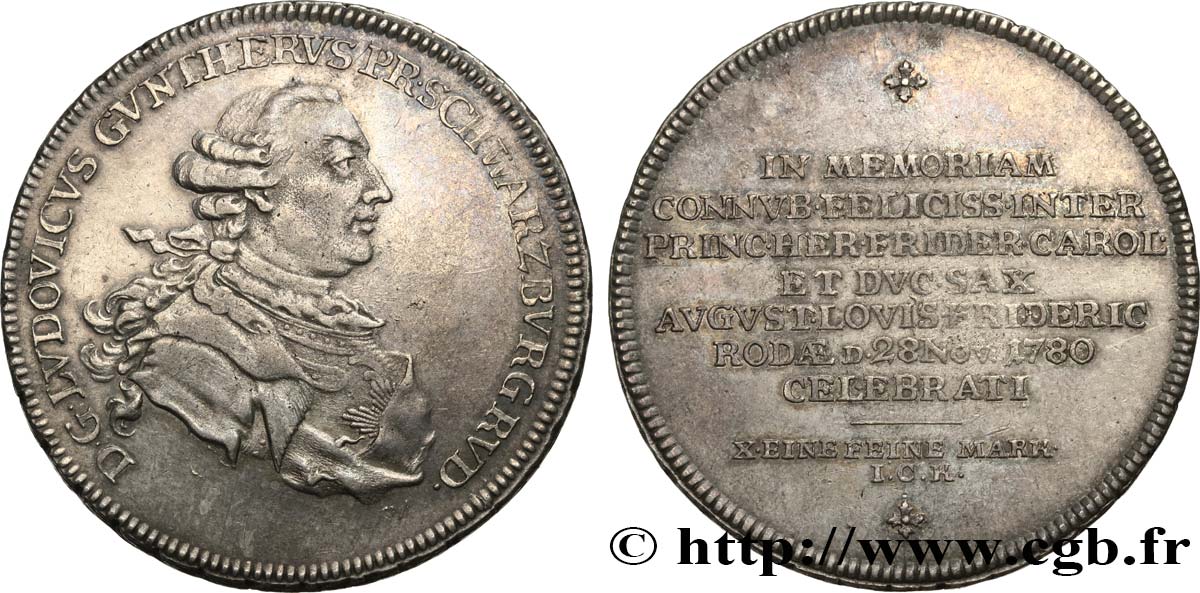 ALLEMAGNE - SCHWARZBOURG-RUDOLSTADT - LOUIS-GUNTHER II Thaler de convention 1780 Saalfeld TTB 