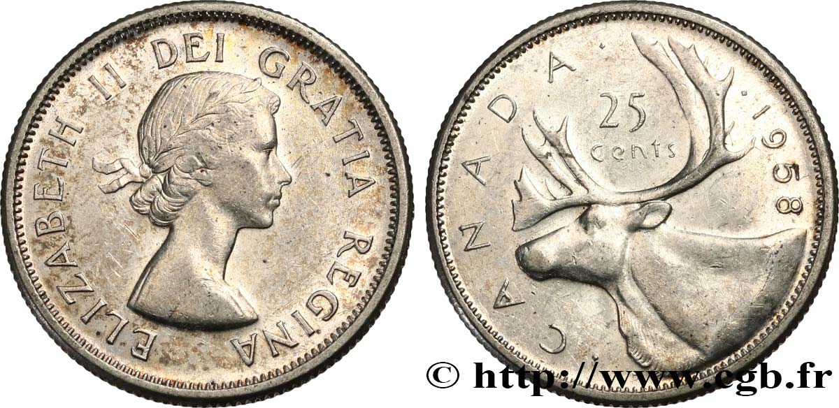 CANADA 25 Cents 1958  AU 
