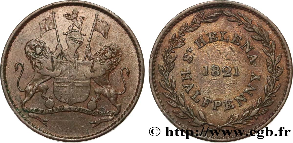 SAINT HELENA 1/2 Penny 1821  AU 
