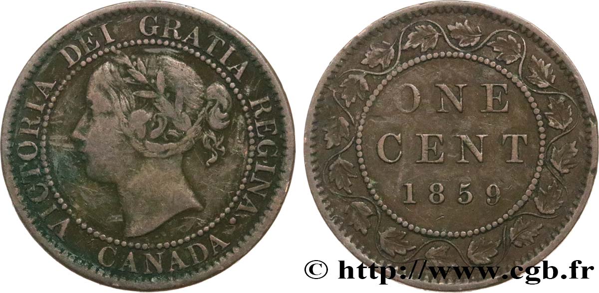 CANADA 1 Cent Victoria 1859  VF/XF 