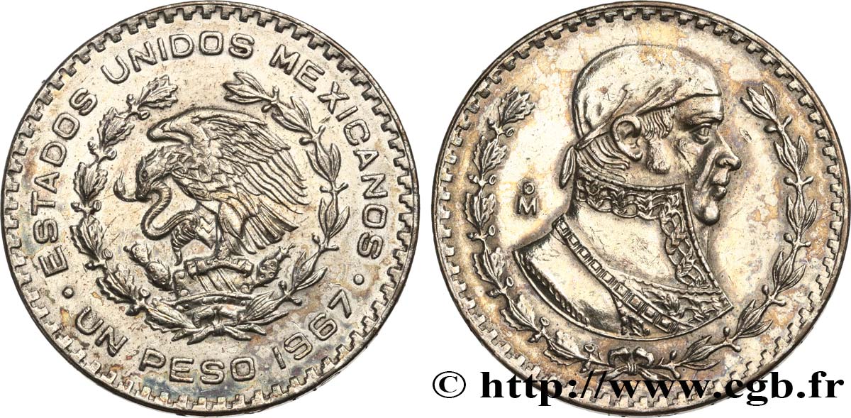 MEXICO 1 Peso Jose Morelos y Pavon 1967 Mexico AU 