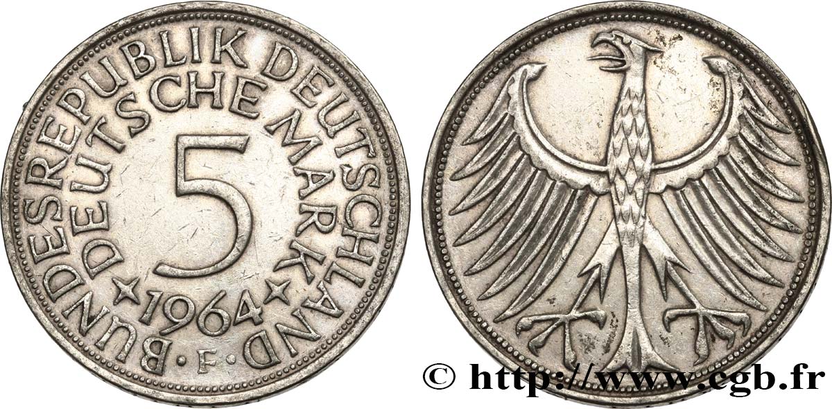 GERMANY 5 Mark aigle 1964 Stuttgart AU 