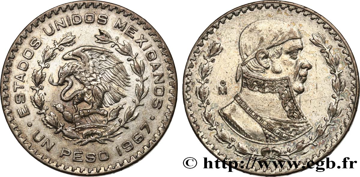 MEXICO 1 Peso Jose Morelos y Pavon 1967 Mexico AU 