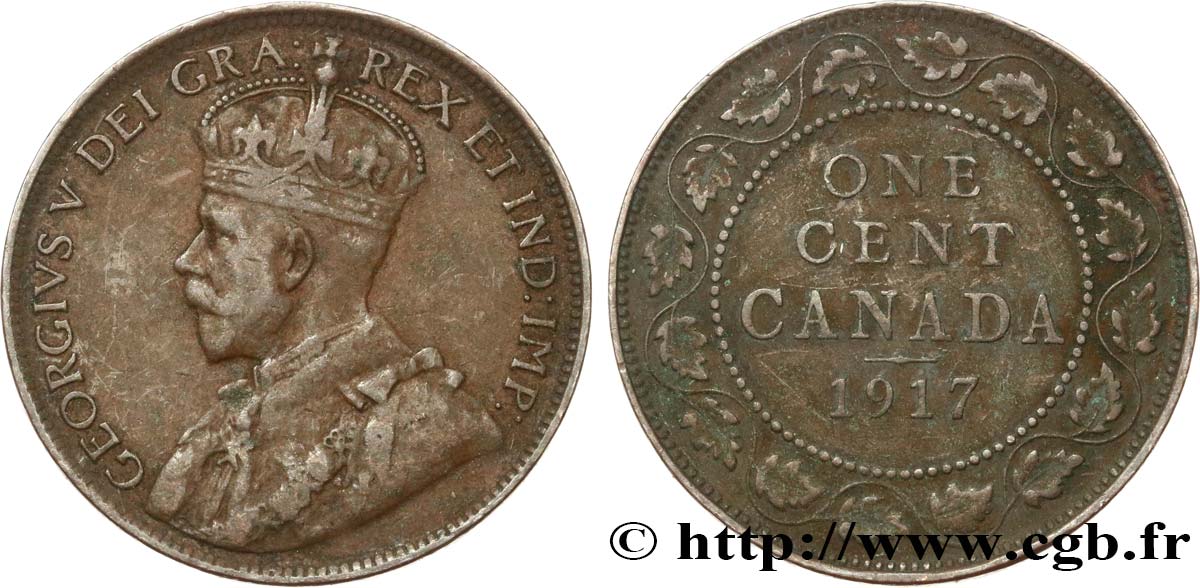 CANADA 1 Cent Georges V 1917  TTB 
