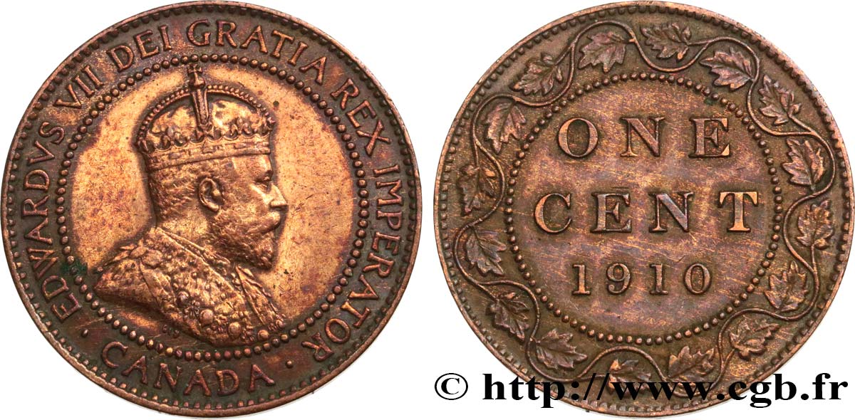 CANADA 1 Cent Edouard VII 1910  AU 
