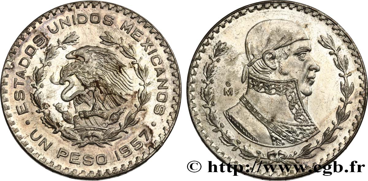 MEXIKO 1 Peso Jose Morelos y Pavon 1957 Mexico VZ 