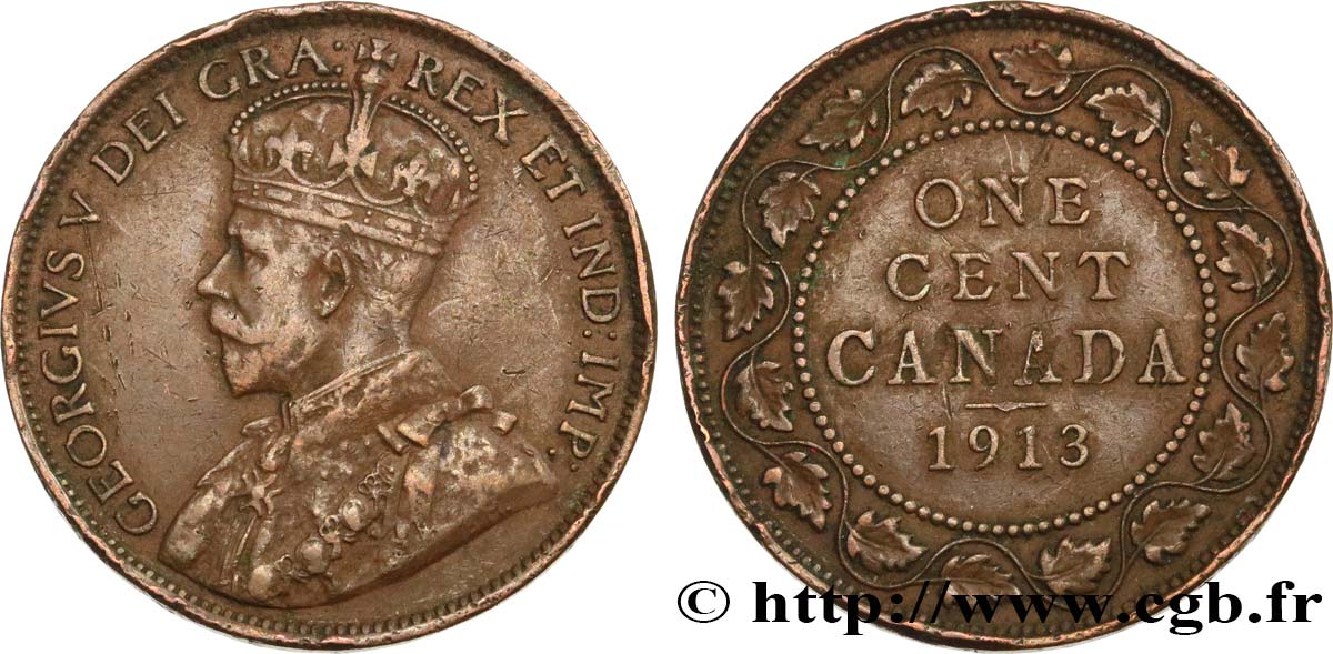 CANADA 1 Cent Georges V 1913  BB 