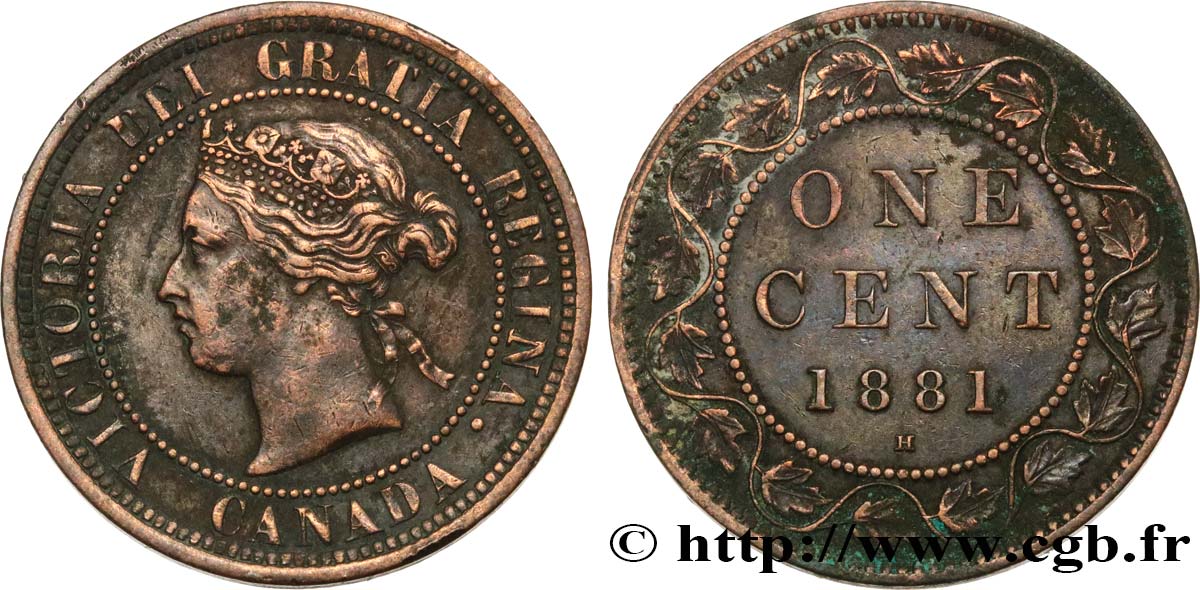 CANADA 1 Cent Victoria 1881 Heaton XF 