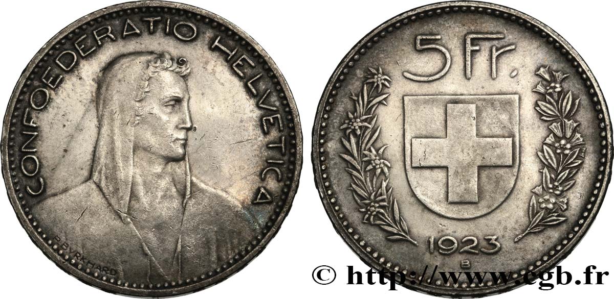 SCHWEIZ 5 Francs berger 1923 Berne fSS 