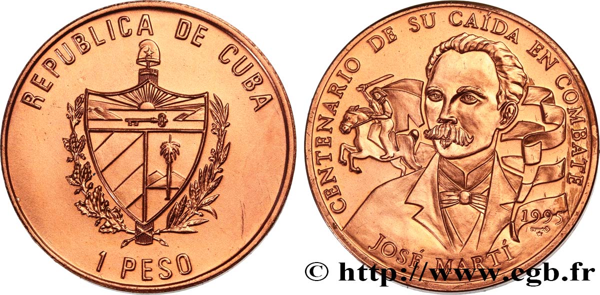 CUBA 1 Peso Centenaire de la mort de José Marti 1995  SC 