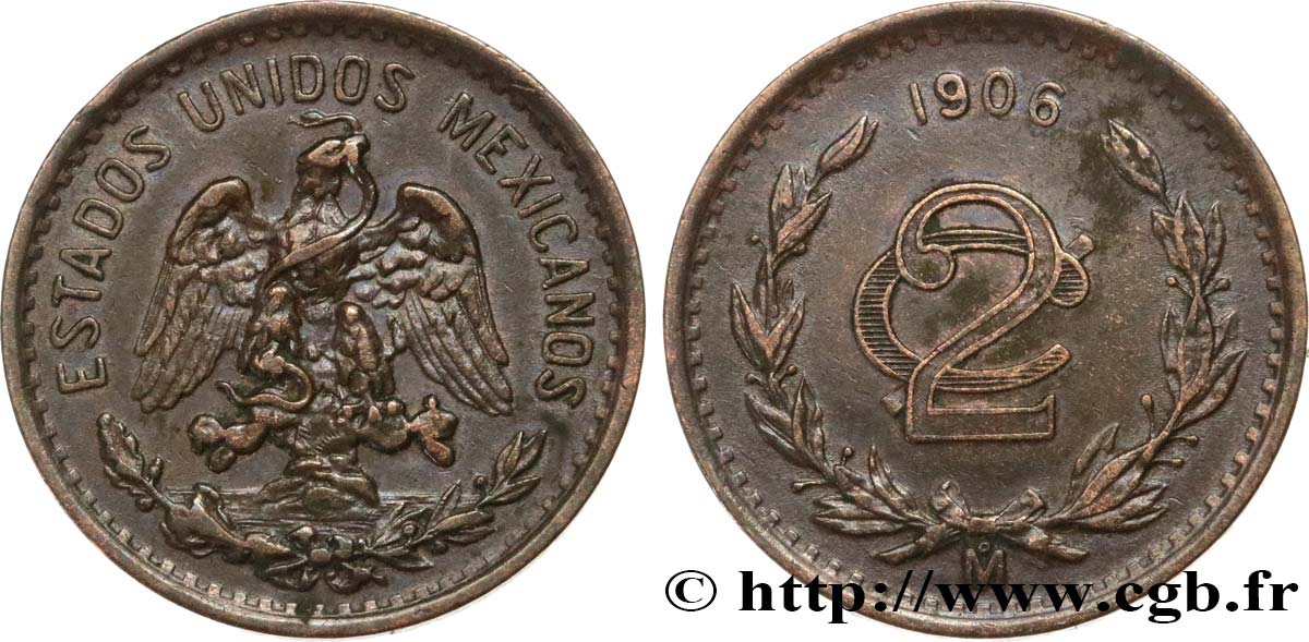 MEXICO 2 Centavos 1906 Mexico XF 