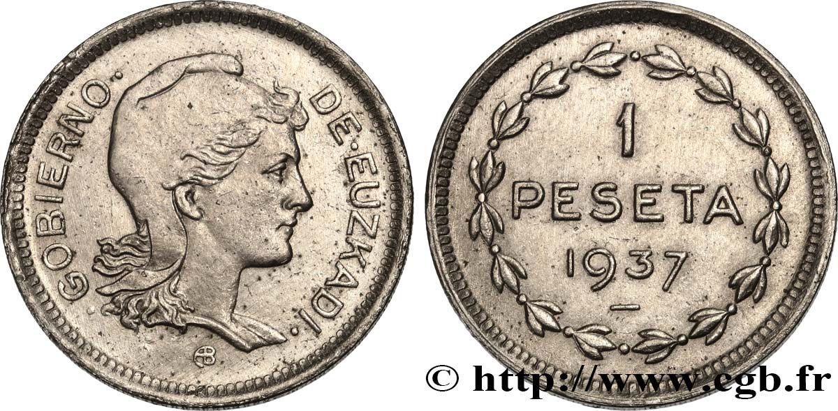 ESPAGNE - PAYS BASQUE 1 Peseta Gouvernement d’Euskadi 1937 Bruxelles SUP 