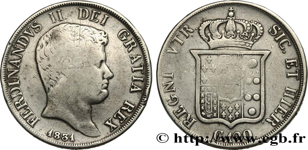 ITALIA - REINO DE LAS DOS SICILIAS 120 Grana Ferdinand II 1831 Naples BC 