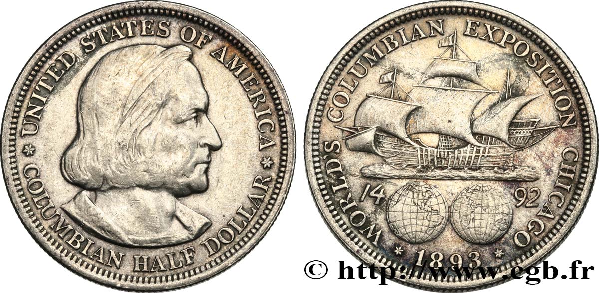 STATI UNITI D AMERICA 1/2 Dollar Exposition Colombienne de Chicago 1893 Philadelphie q.SPL 