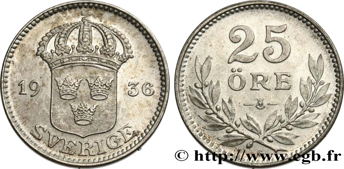 SWEDEN 25 Ore 1936  MS 